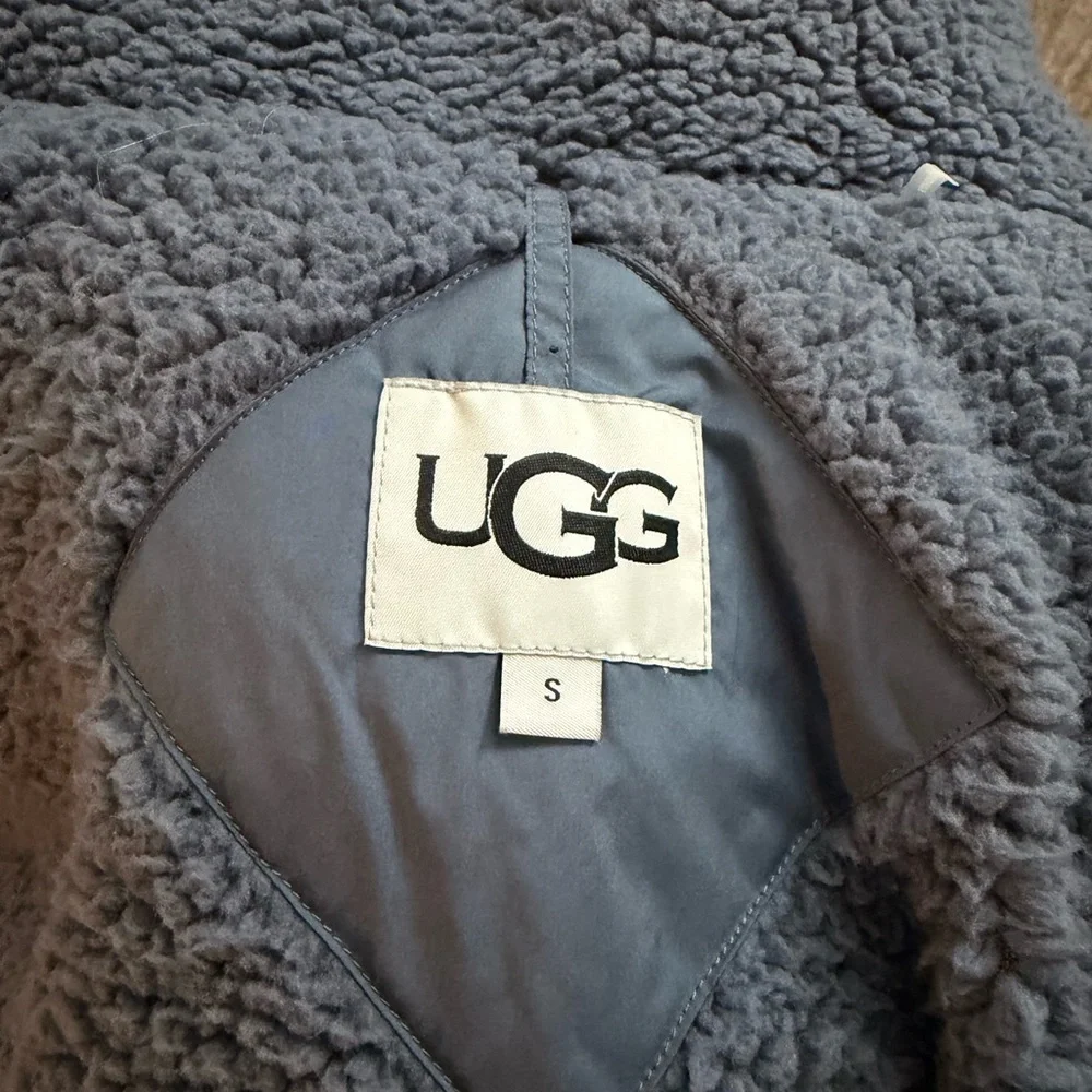 UGG Gray Puffer Jacket with Shearling Collar - Picture 3 of 9